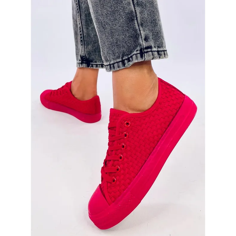 Red single-color sneakers