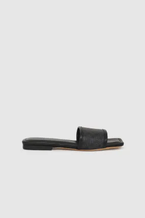 Ria Slides - Black Monogram Print