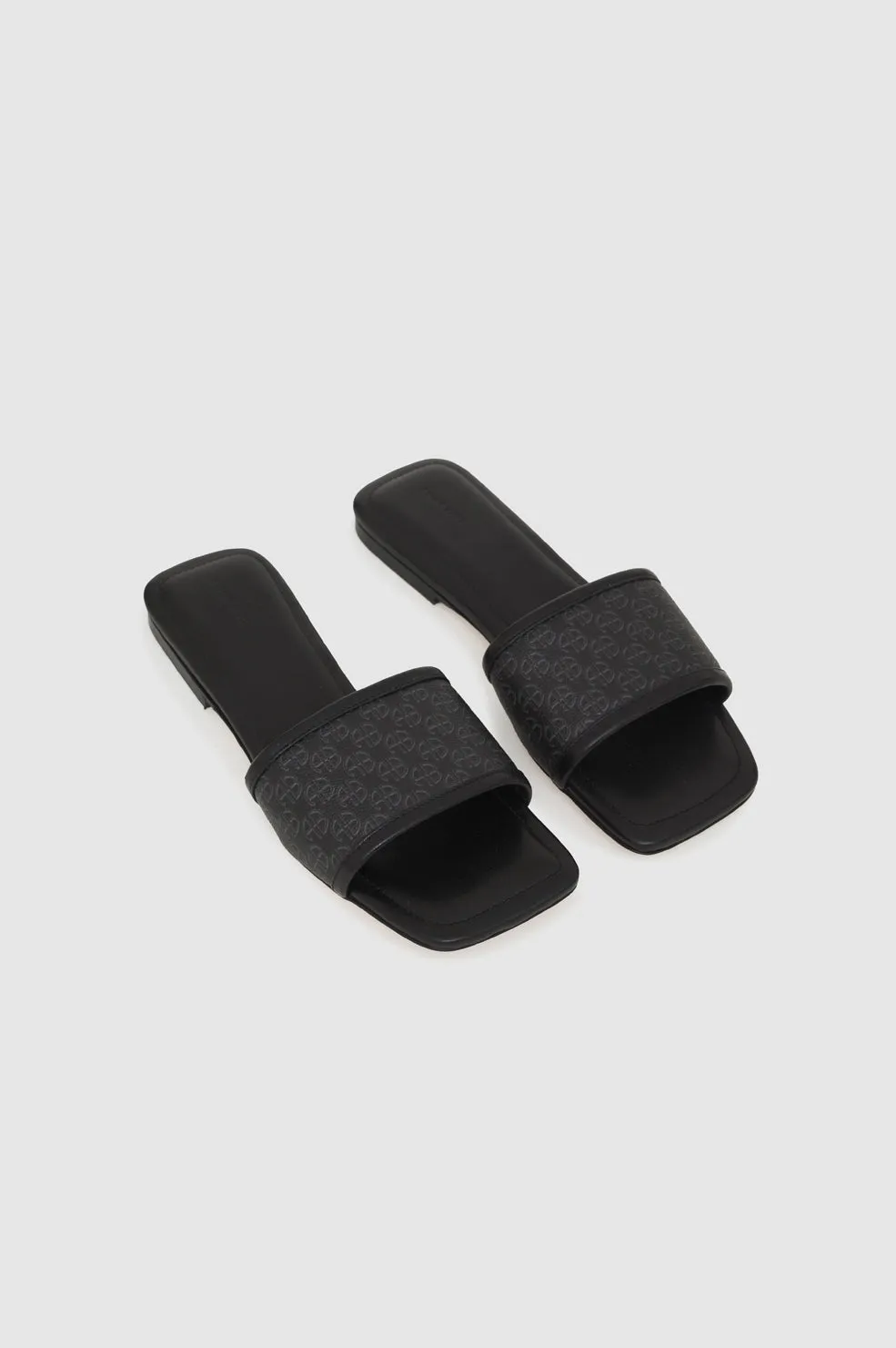 Ria Slides - Black Monogram Print