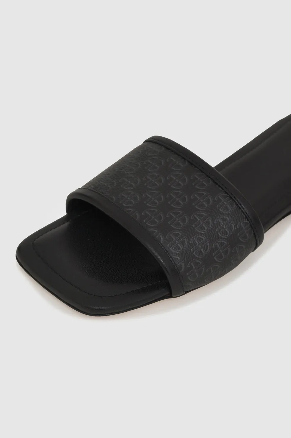 Ria Slides - Black Monogram Print