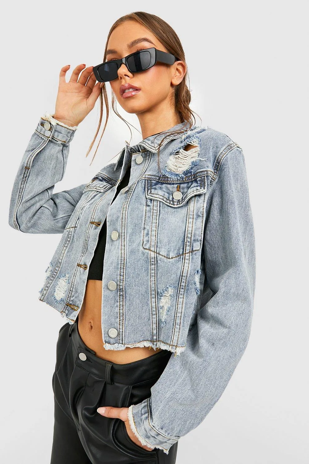 Ripped Western Denim Jacket