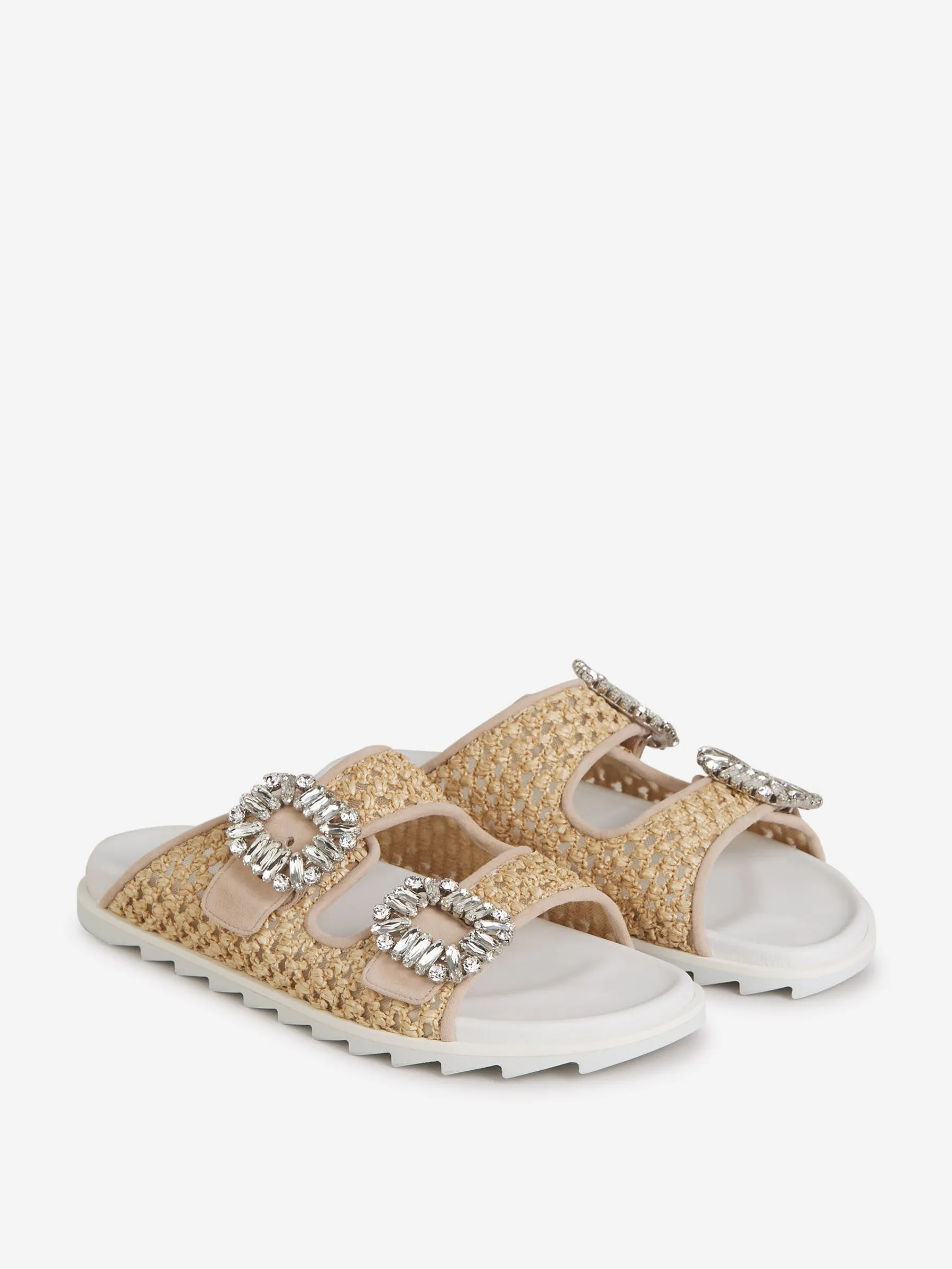 Roger Vivier Viv Strass Rafia Sandals 