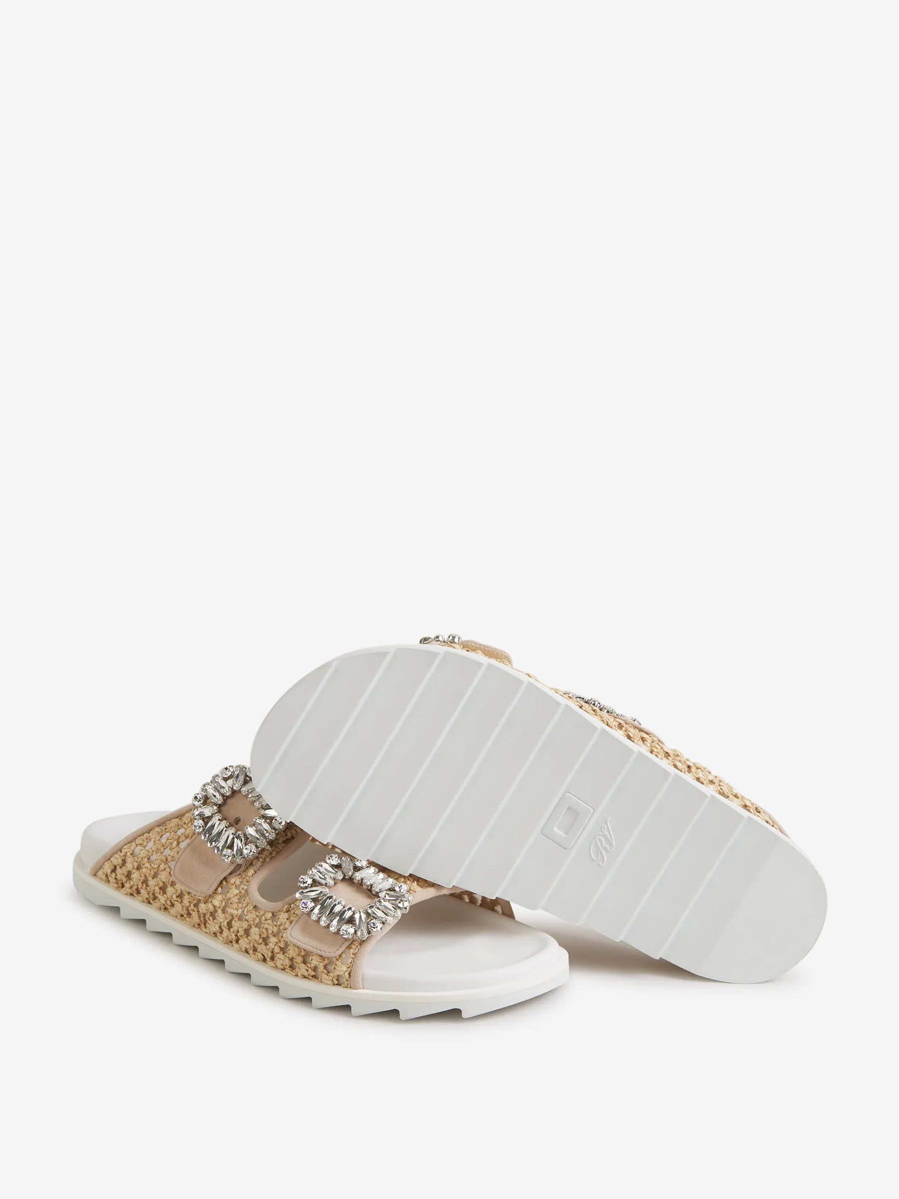 Roger Vivier Viv Strass Rafia Sandals 