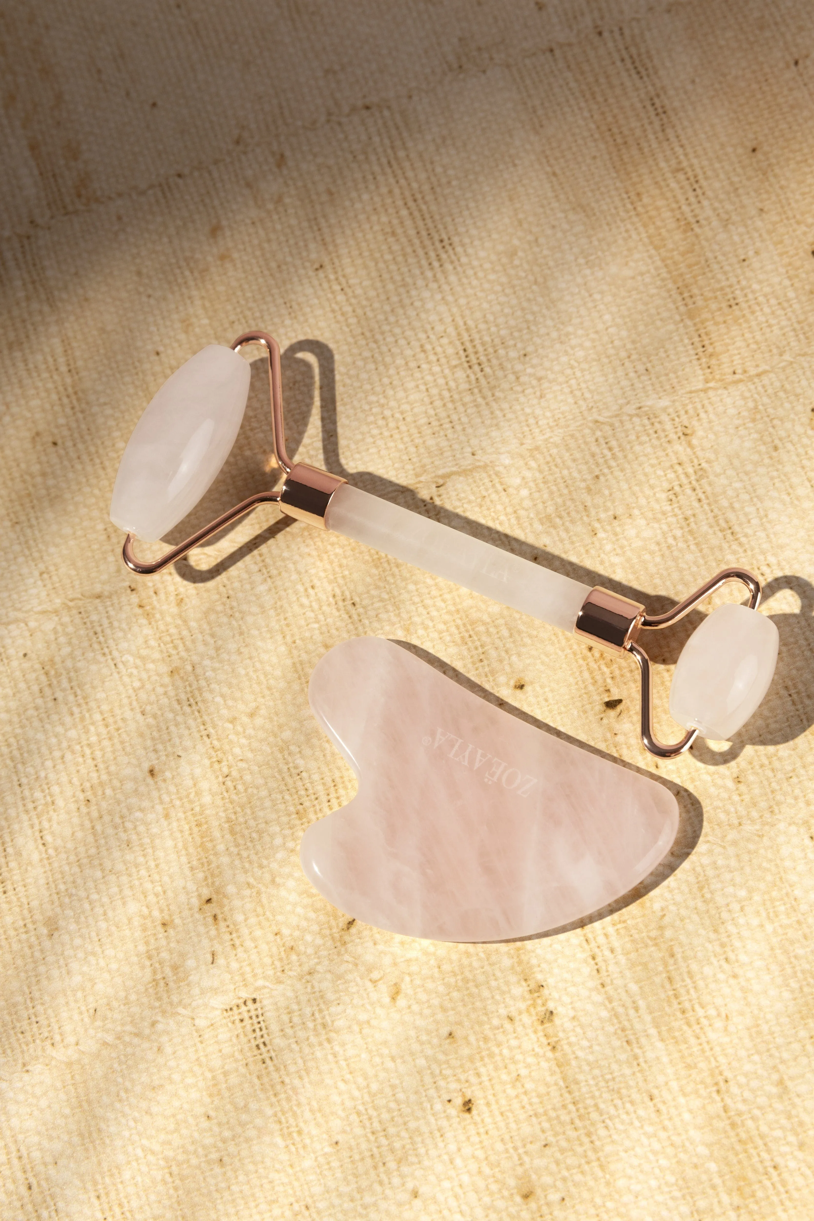 Rose Quartz Gua Sha and Roller Set