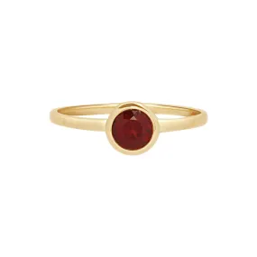 Round Garnet Cocktail Ring Bezel Set