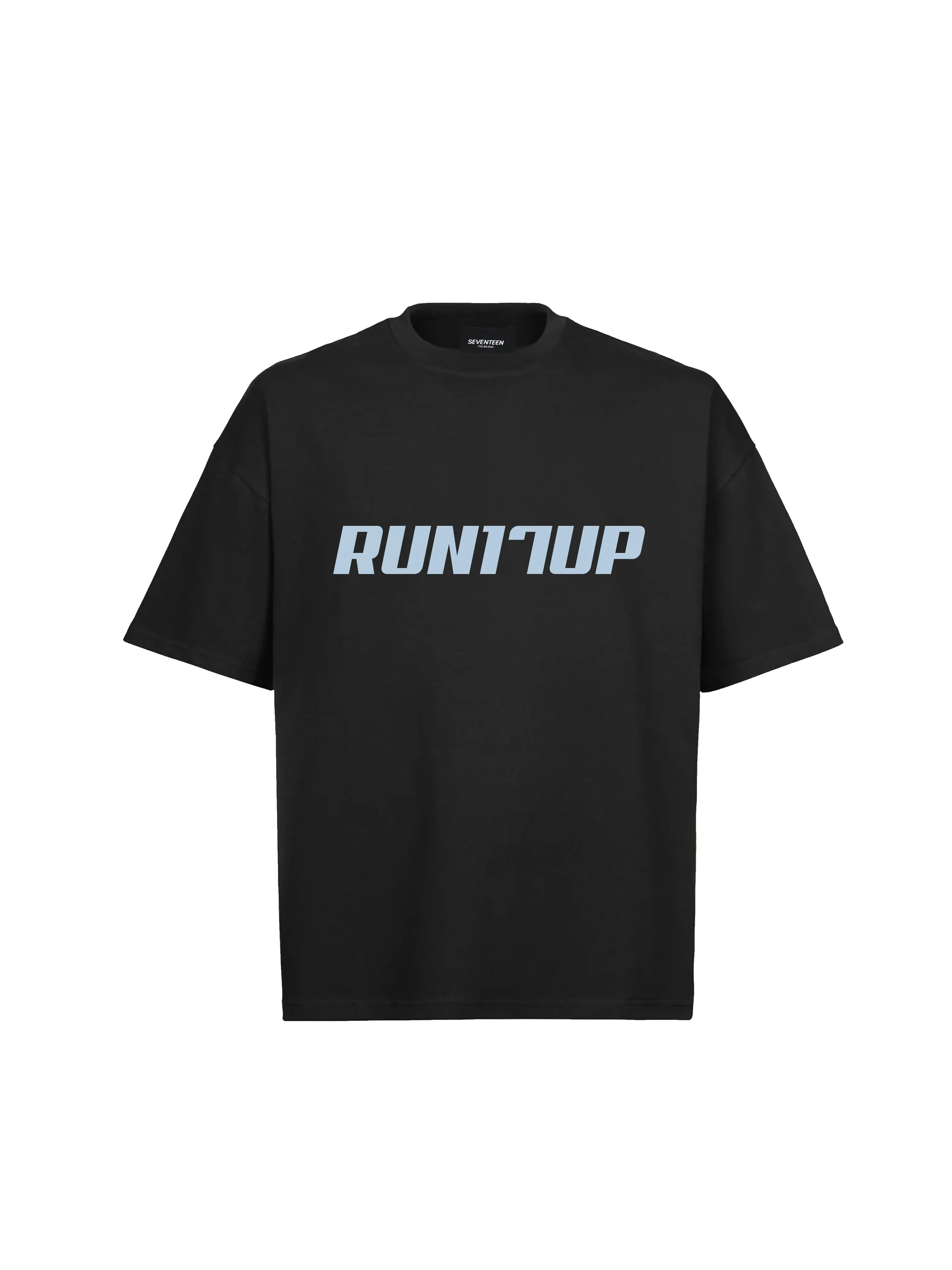 Baby Blue Logo Black T-shirt with Run17Up Design