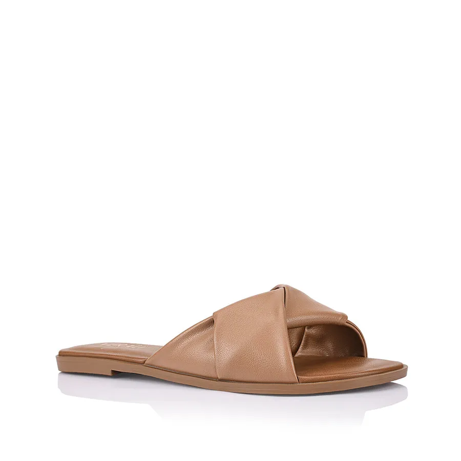 Sage Casual Slides - Dark Camel Tan