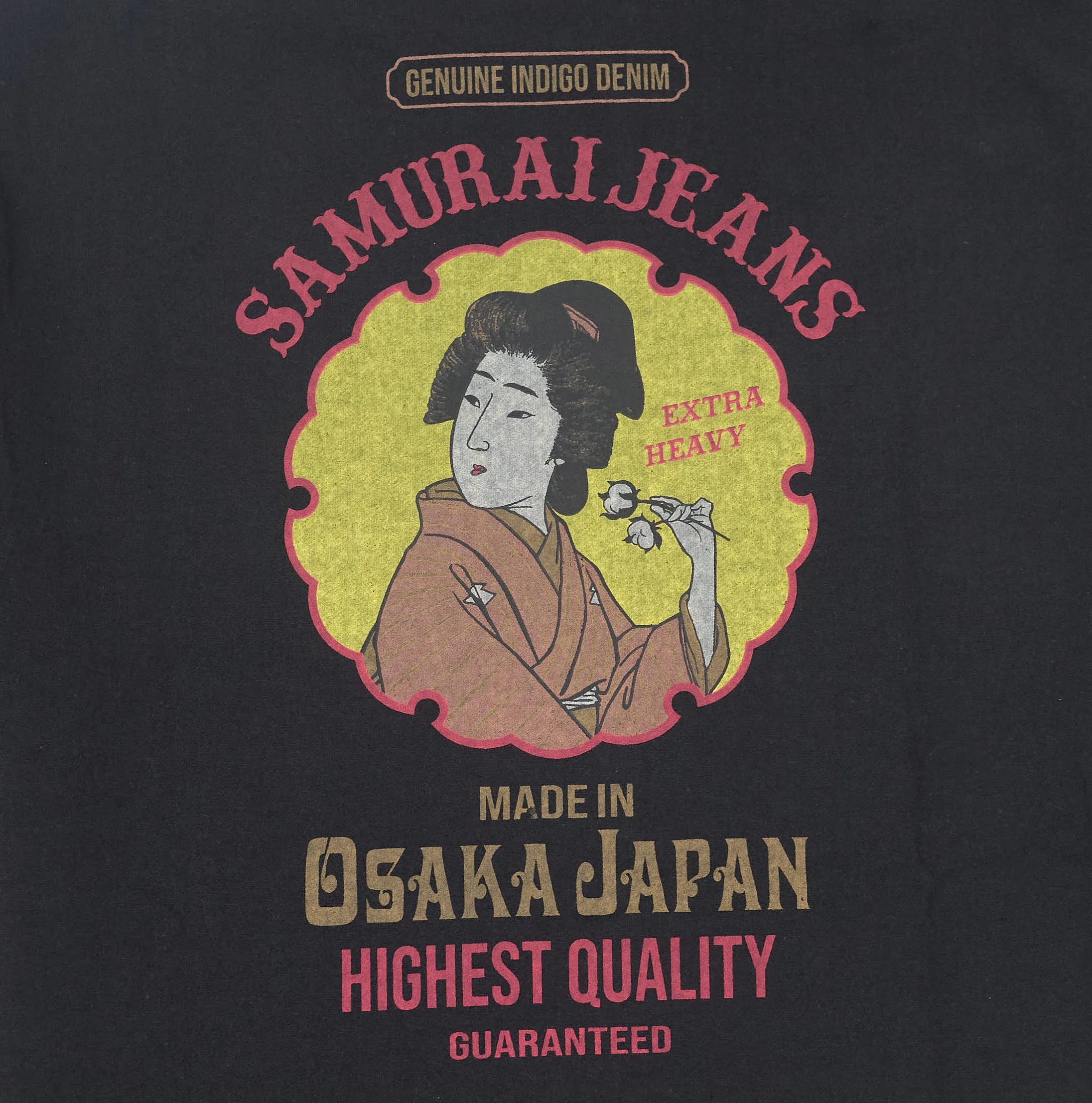 Samurai Jeans Printed Tee Shirt with Short Sleeve Crew Neck