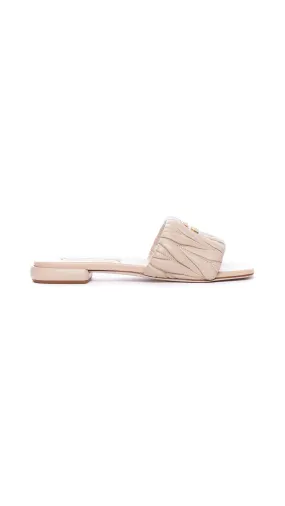 Sand Beige Matelassé Nappa Leather Slides