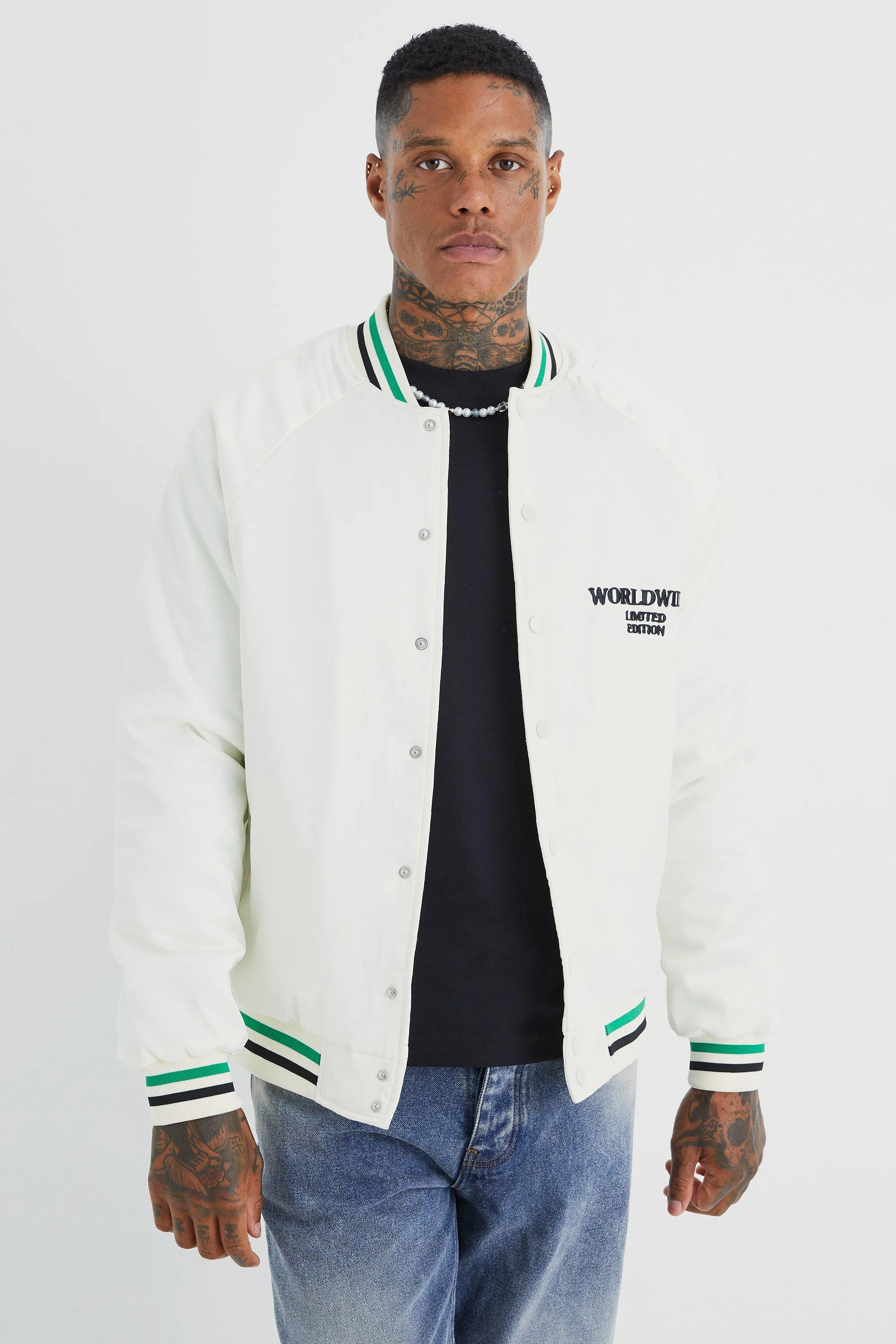 Satin Souvenir Bomber Jacket