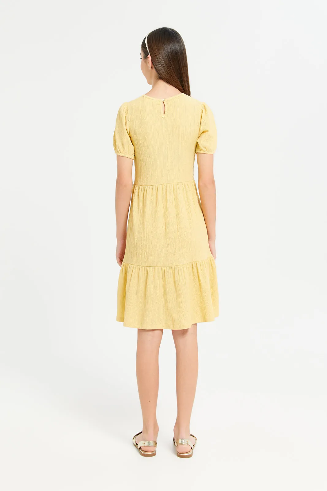 Senior Girls Yellow Smocking Dress