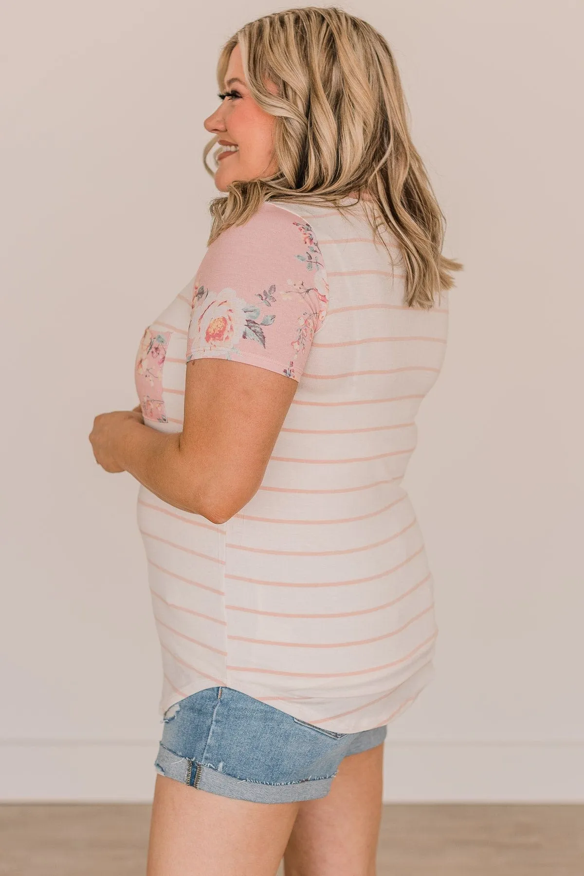 Striped Ivory & Blush Knit Top