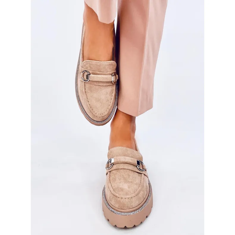 Khaki Beige Sheady High Sole Suede Moccasins