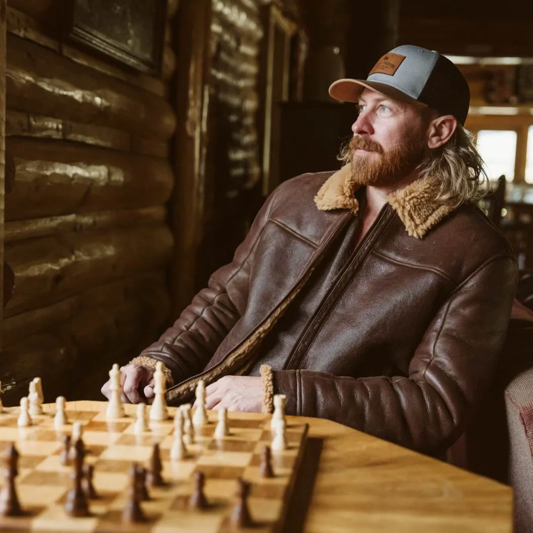 Shearling Leather Bomber Jacket | Grizzly Brown