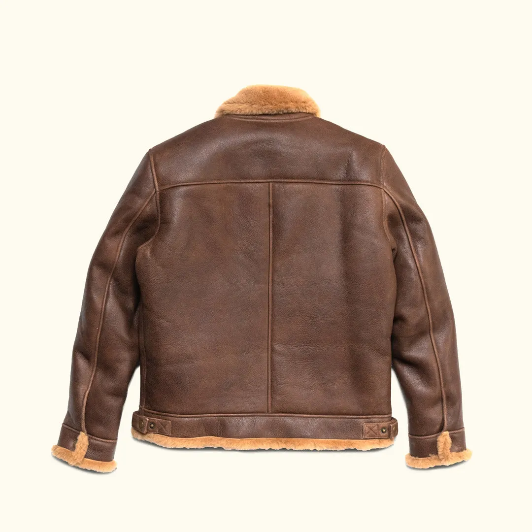 Shearling Leather Bomber Jacket | Grizzly Brown