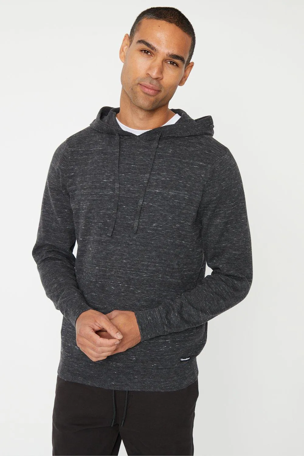 Shop Bridgenorth Cotton Space-dye Knitted Hoodie by Threadbare - Jumpers & Cardigans