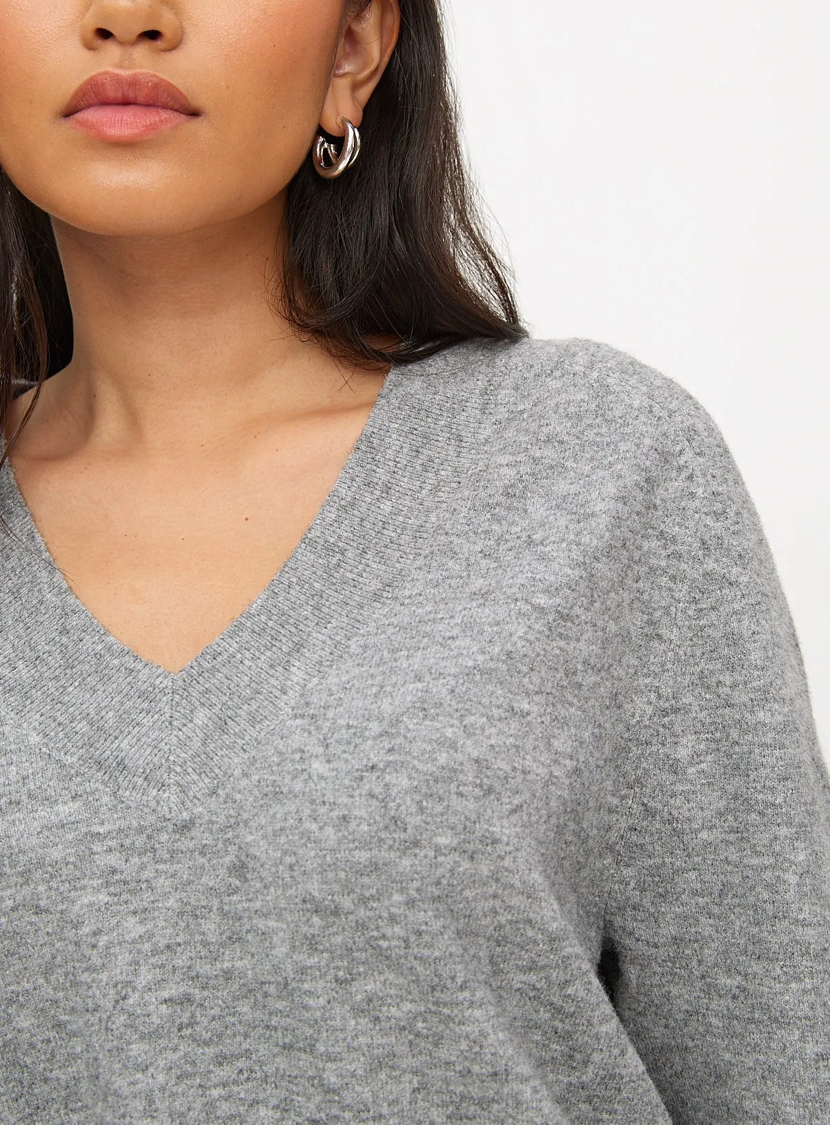 Shop Grey V Neck Cozy Yarn Relaxed Jumper Size 12 | Jumpers | Tu