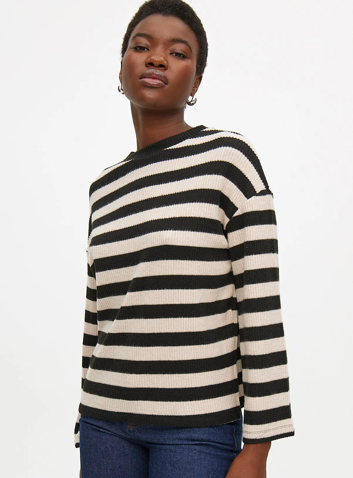 Shop XXL Neutral Stripe Soft Touch Jumper at Tu Clothing