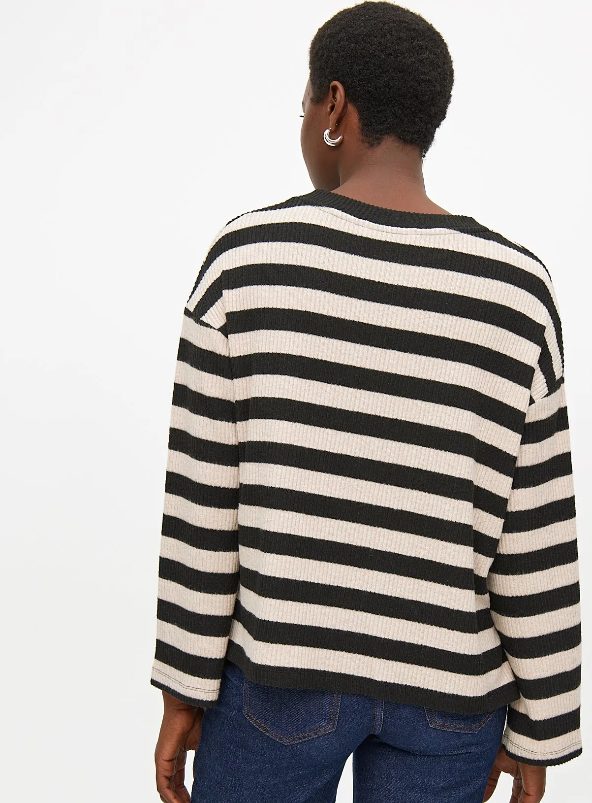 Shop XXL Neutral Stripe Soft Touch Jumper at Tu Clothing