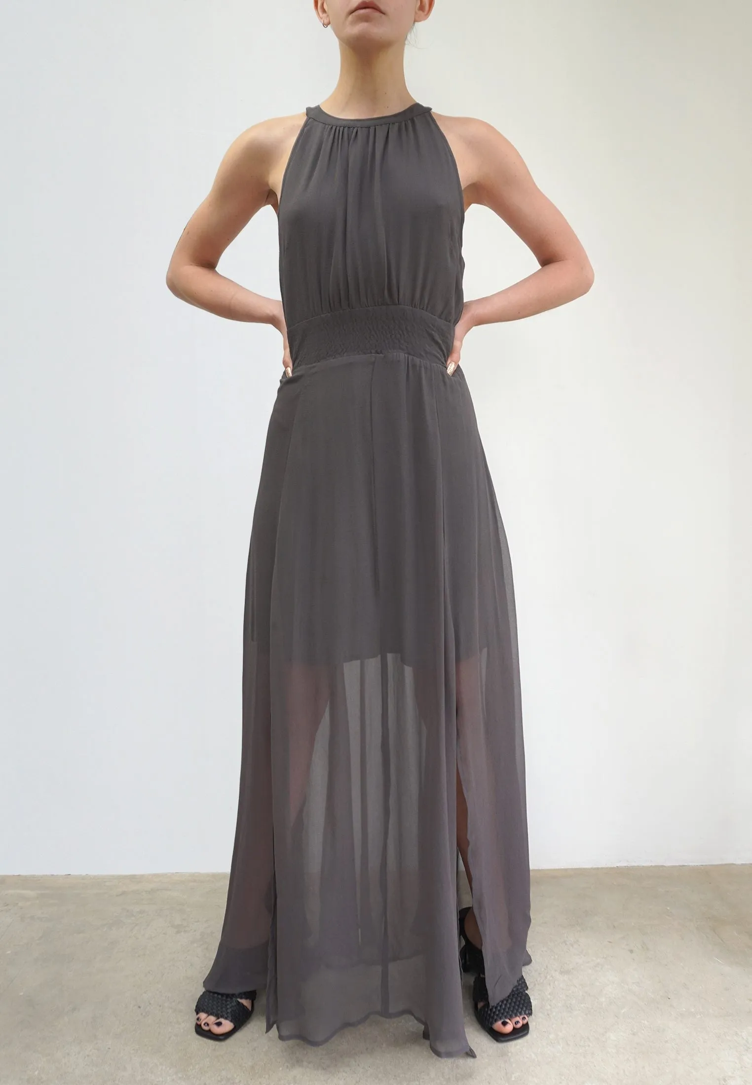 SIGN MAXI DRESS GUN METAL