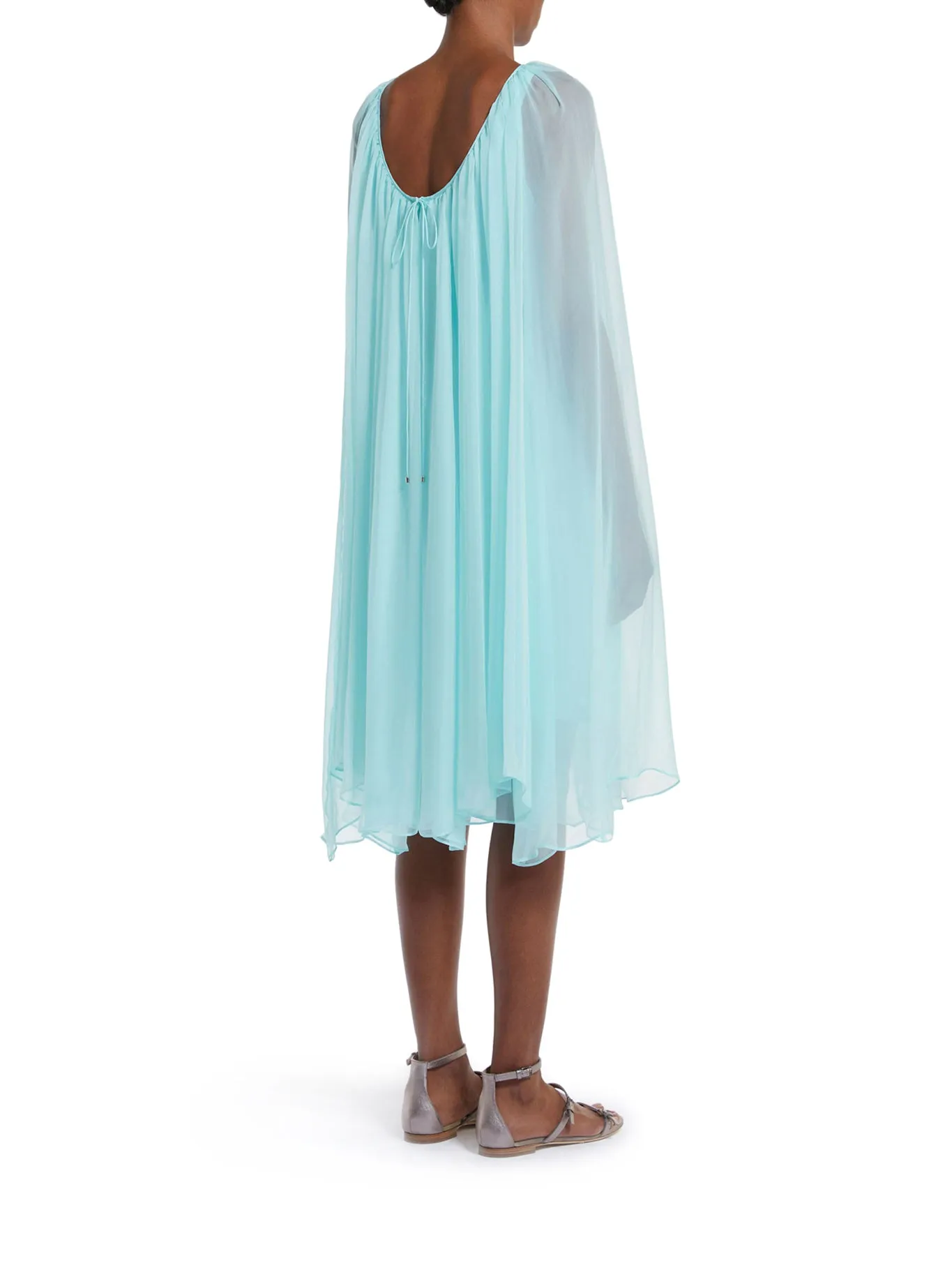 Silk chiffon flared dress.