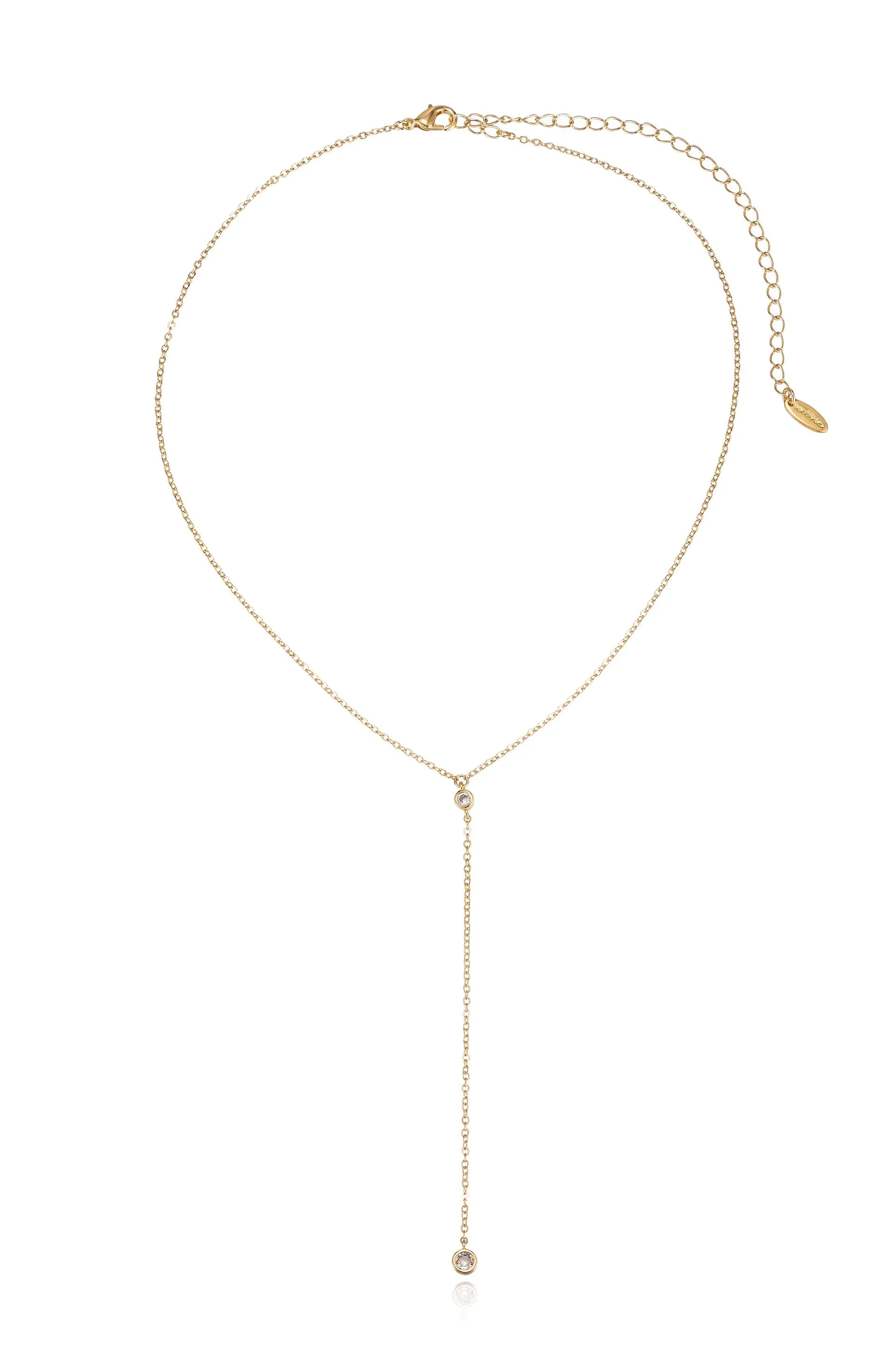 Simplistic Crystal Layered Lariat Necklace Set