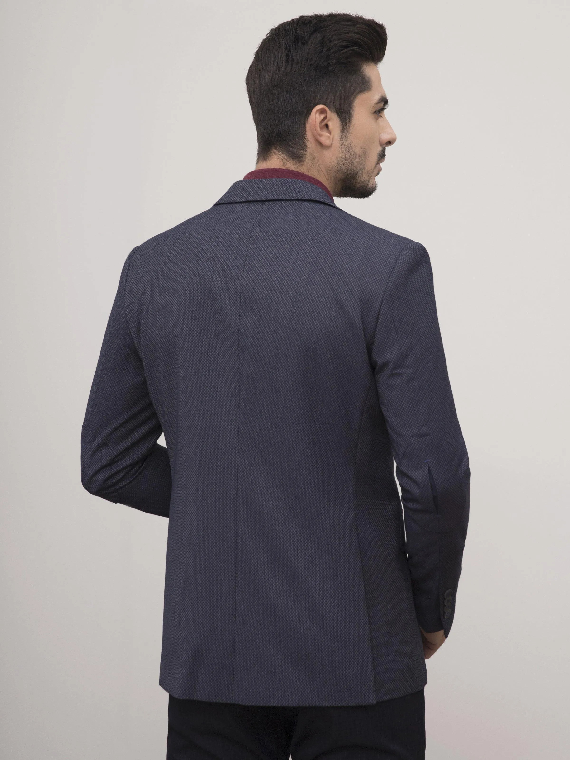 Slim Fit Navy Grey Coat with 2 Buttons