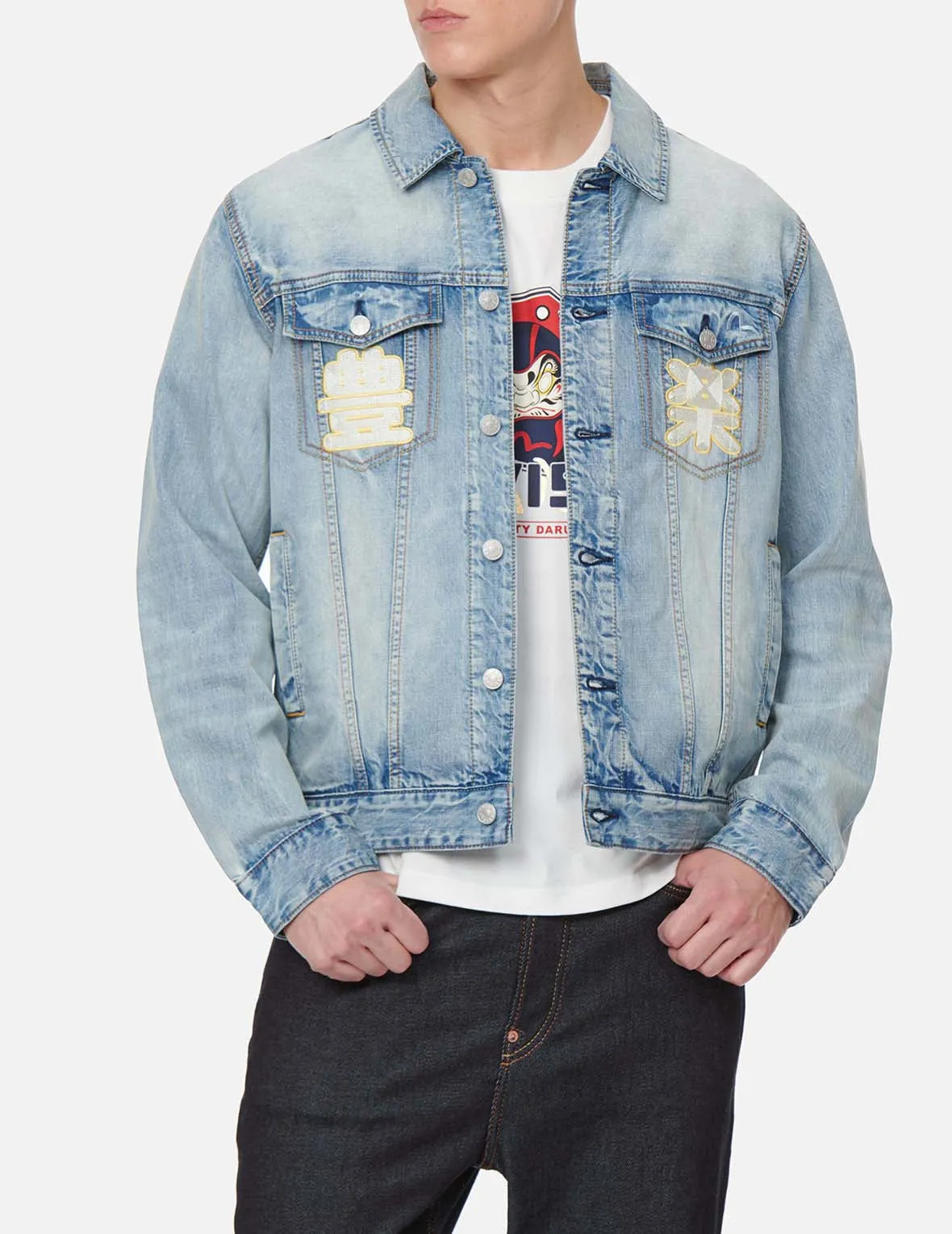 Slogan Daicock Print Denim Jacket