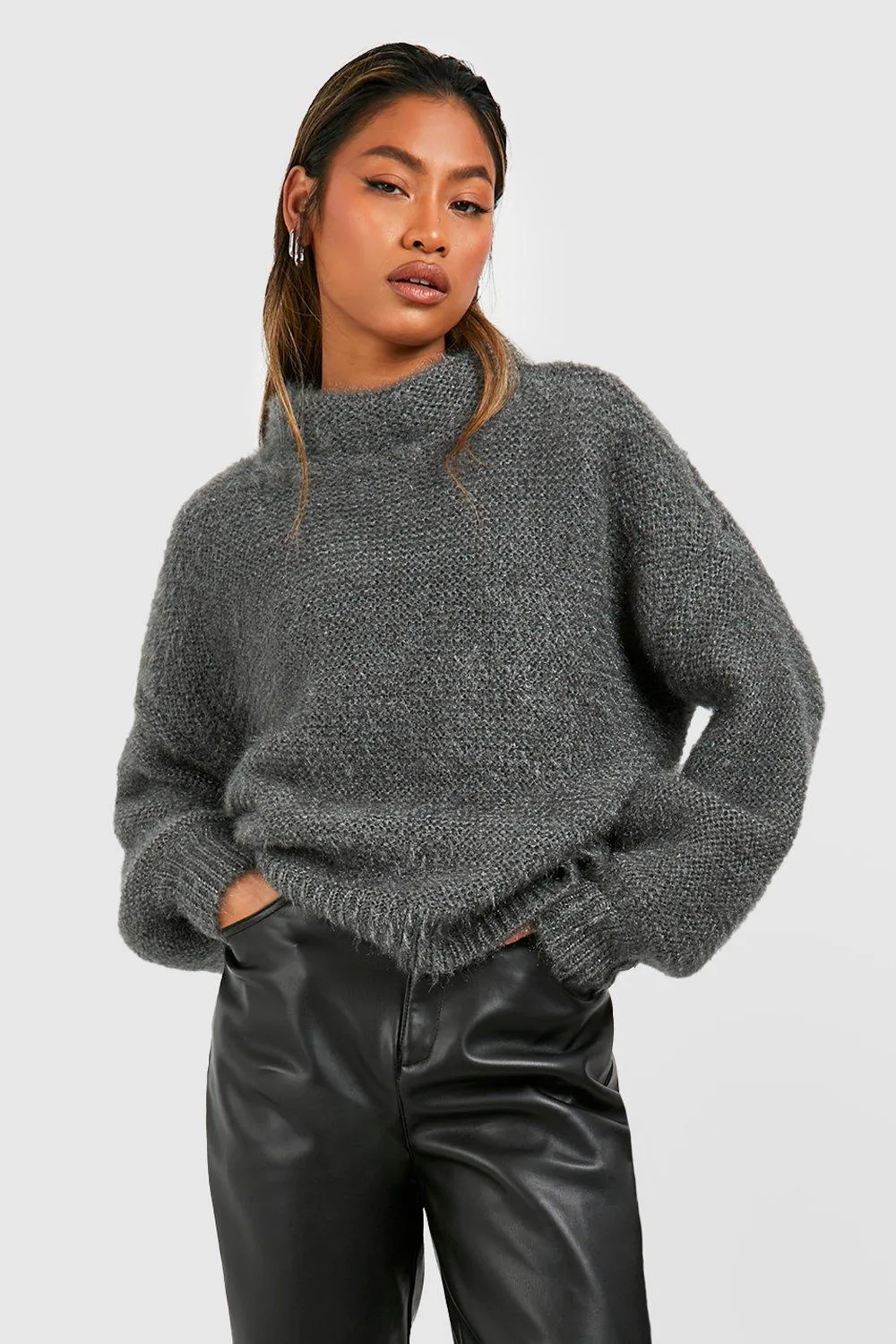 Soft Knit High Neck Jumper - Shop Jumpers & Cardigans | boohoo