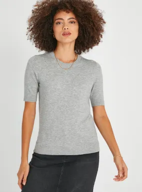 Soft Touch Short Sleeve Jumper in Grey, size 18 available at Tu clothing.