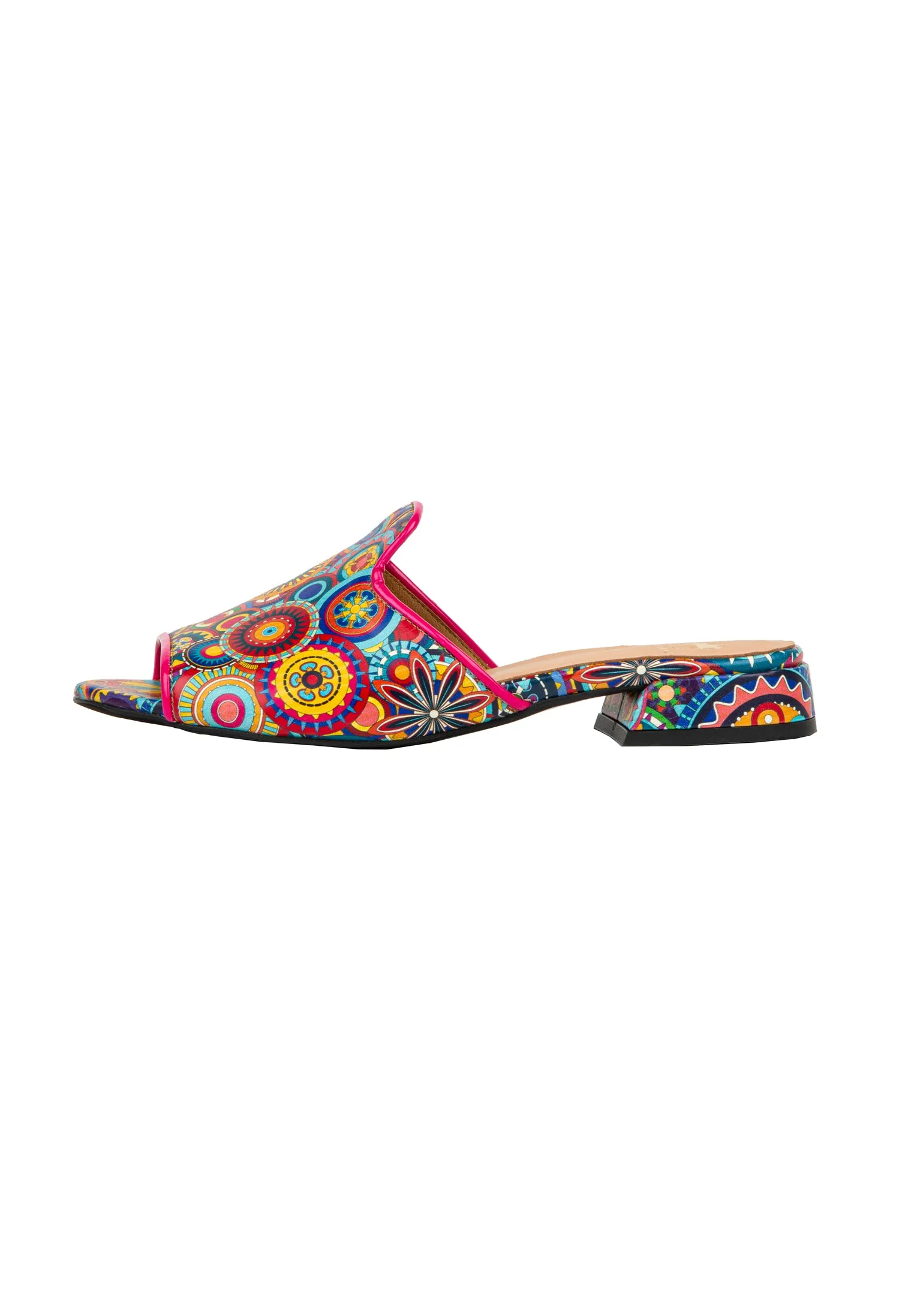 SOUTH BEACH SIGNATURE  - Women's fully leather ligned flat sliders in multi colour