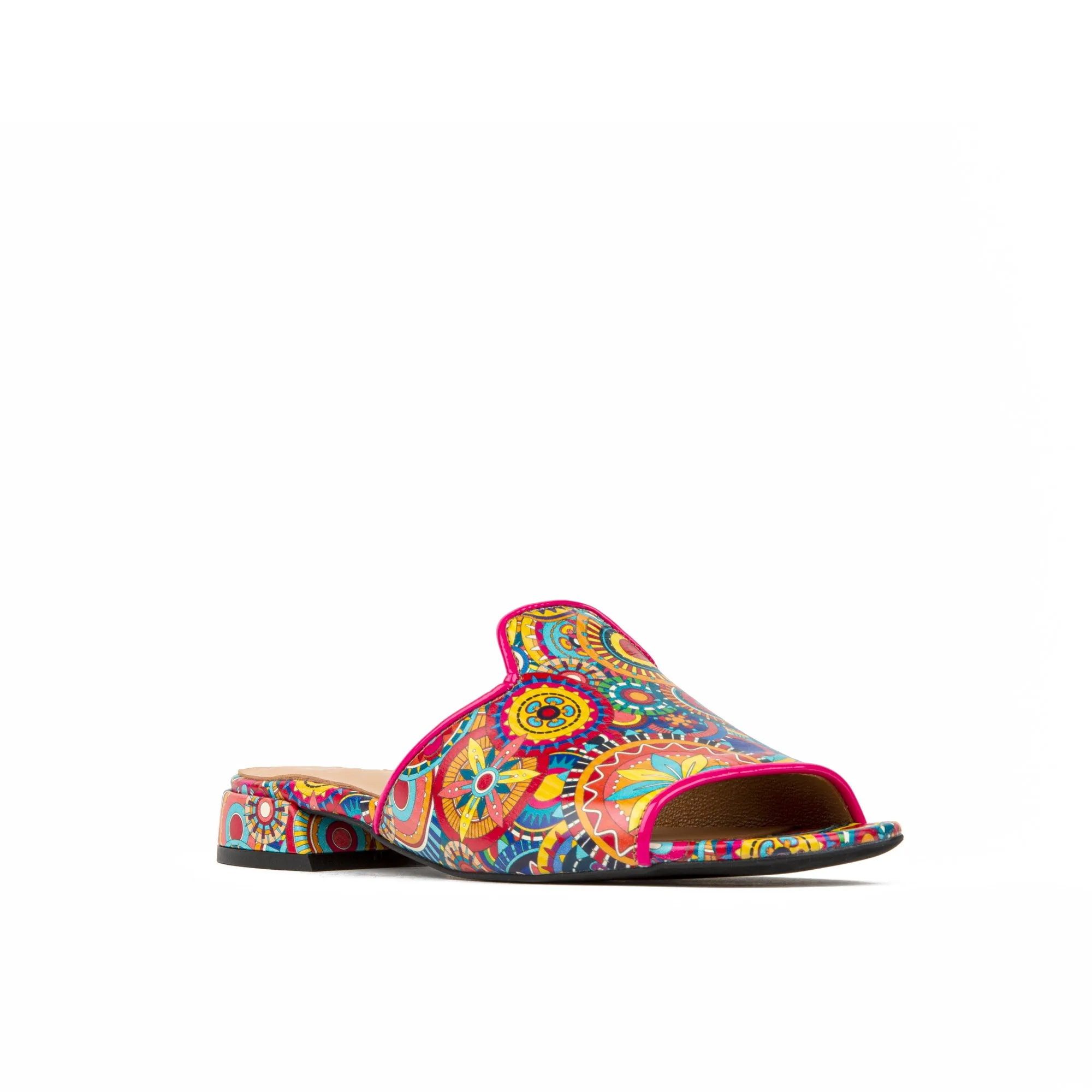 SOUTH BEACH SIGNATURE  - Women's fully leather ligned flat sliders in multi colour