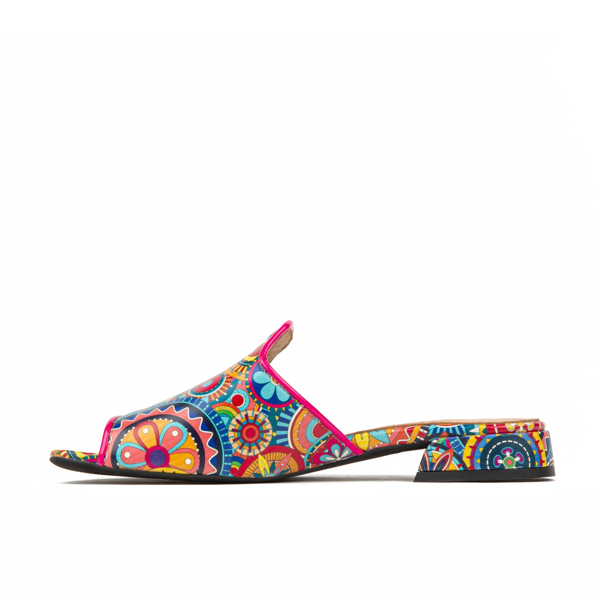 SOUTH BEACH SIGNATURE  - Women's fully leather ligned flat sliders in multi colour