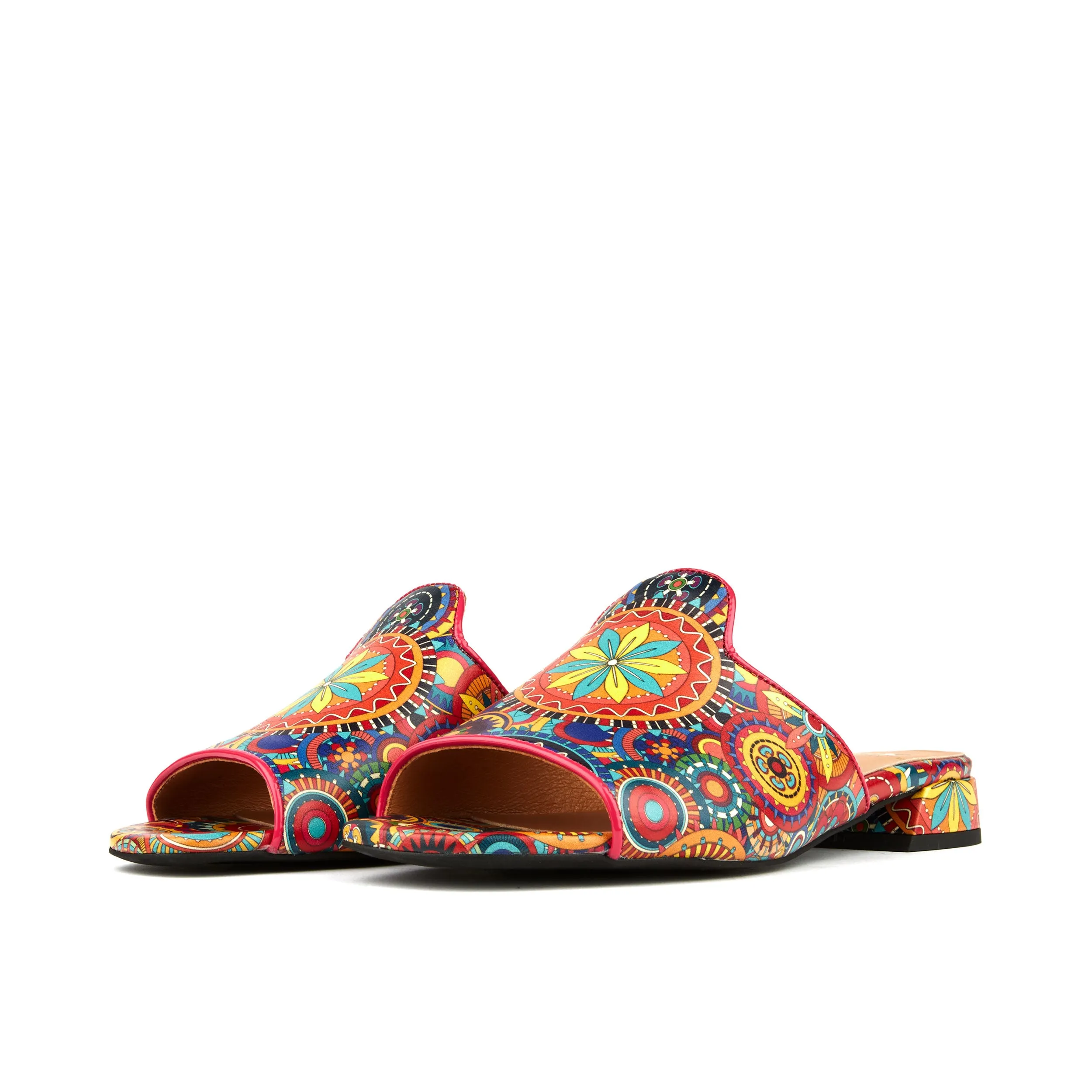 SOUTH BEACH SIGNATURE  - Women's fully leather ligned flat sliders in multi colour