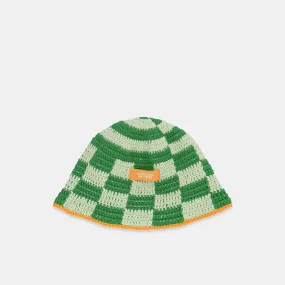 (SS24) The Checkered Crochet Hat - Green