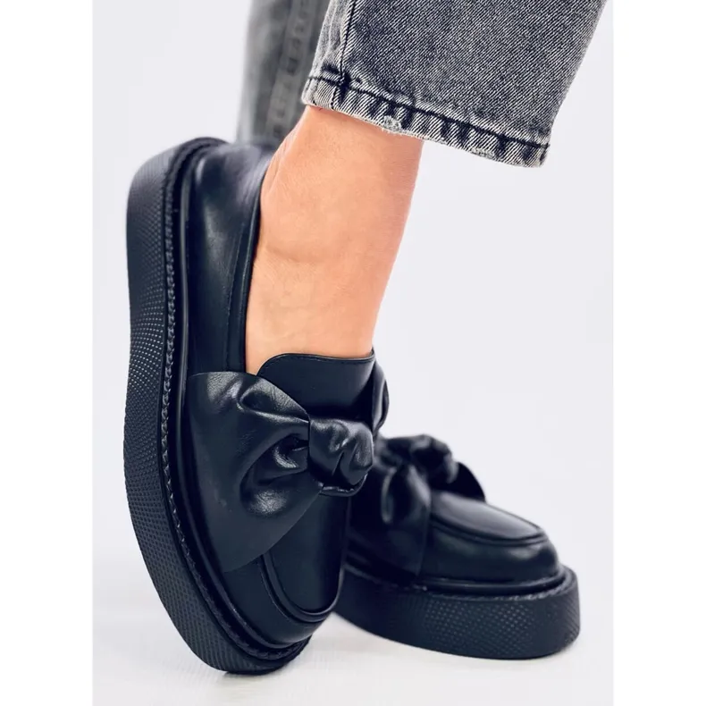 Stark Black Bow Moccasins