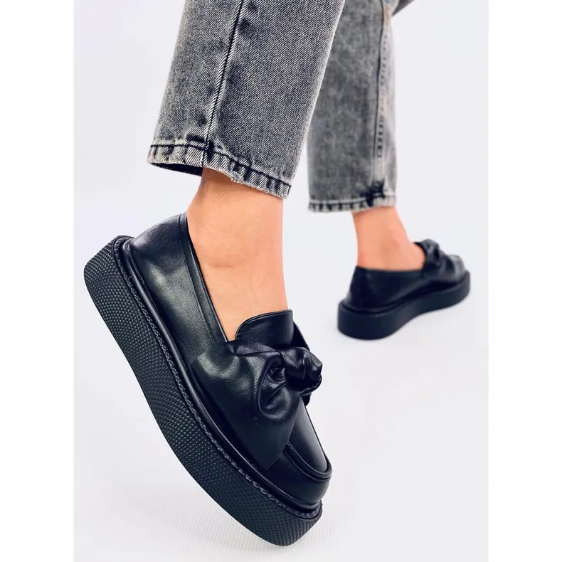 Stark Black Bow Moccasins