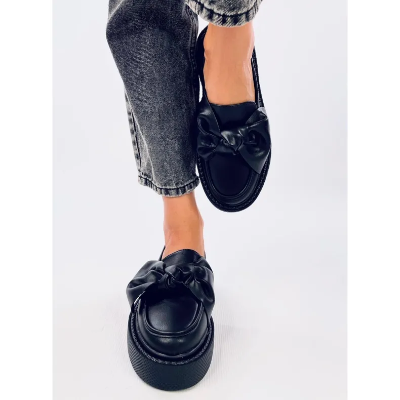 Stark Black Bow Moccasins