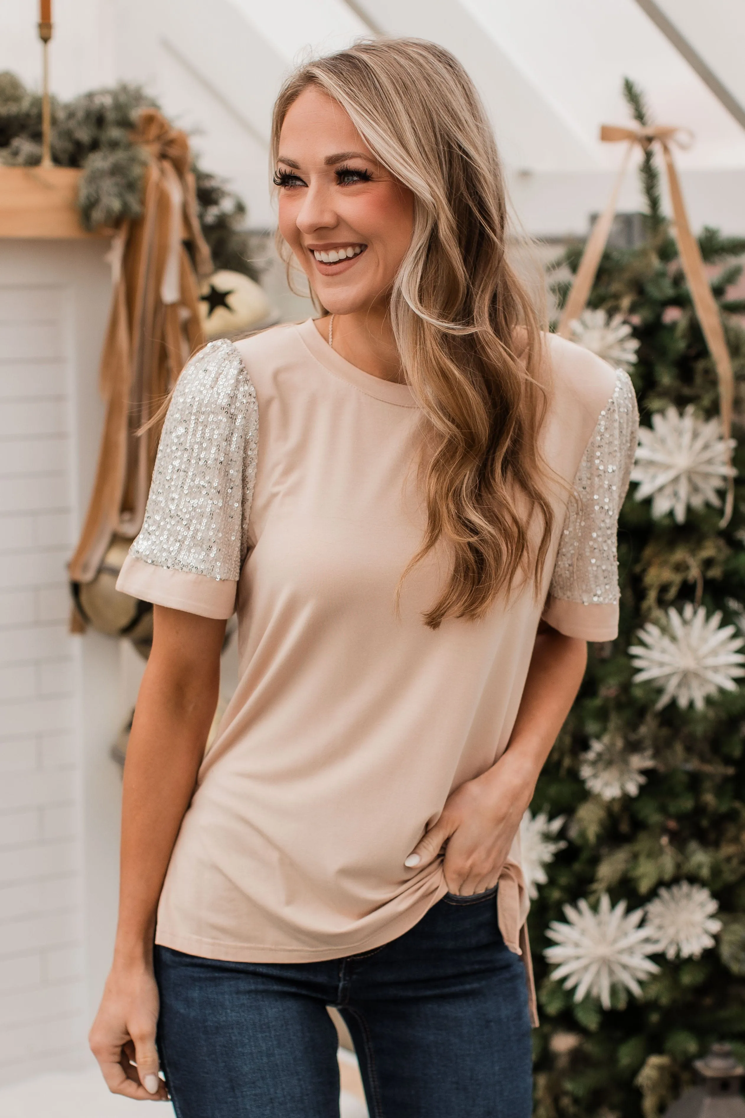 Nighttime Heist Knit Top - Beige