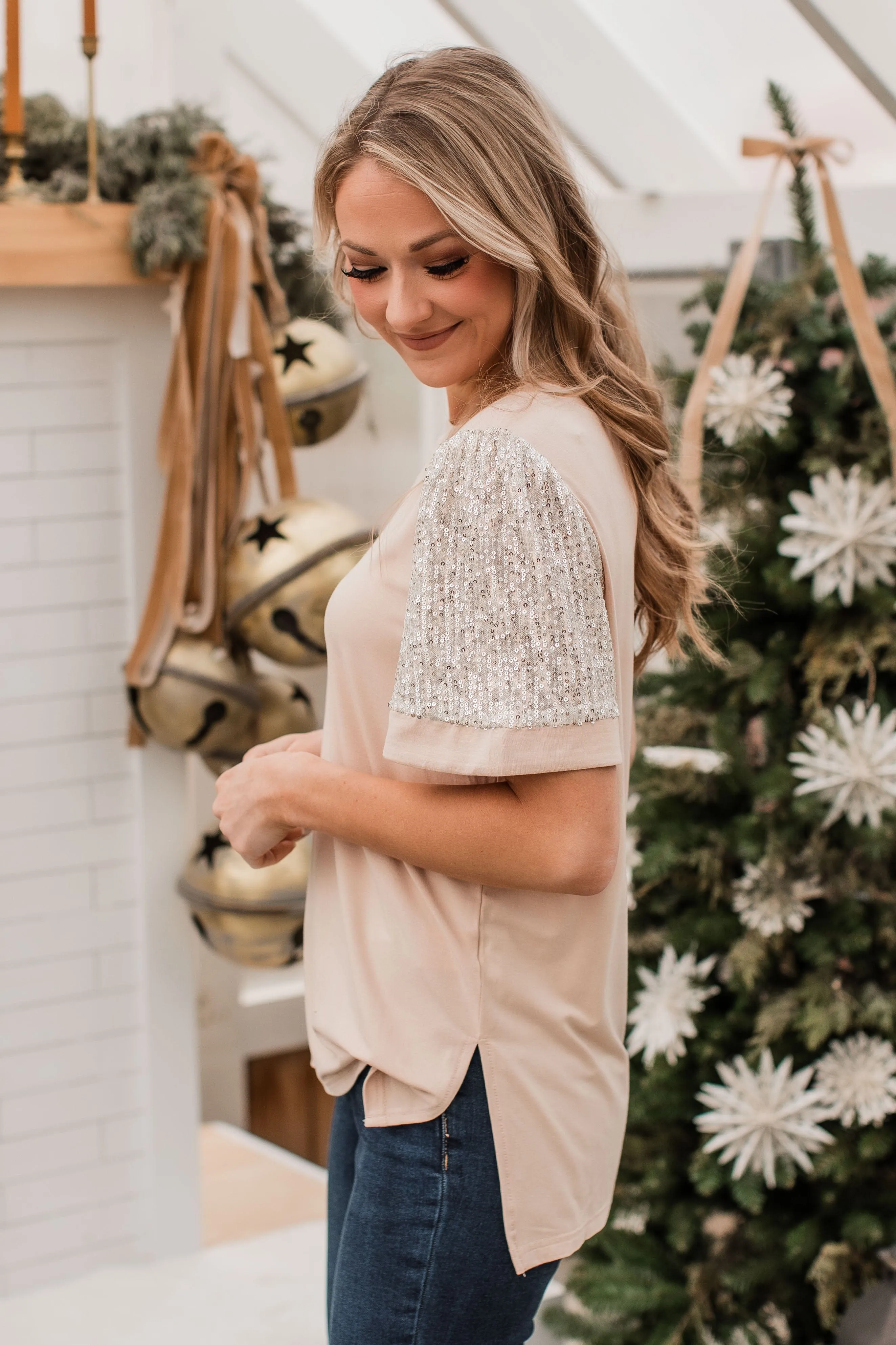 Nighttime Heist Knit Top - Beige