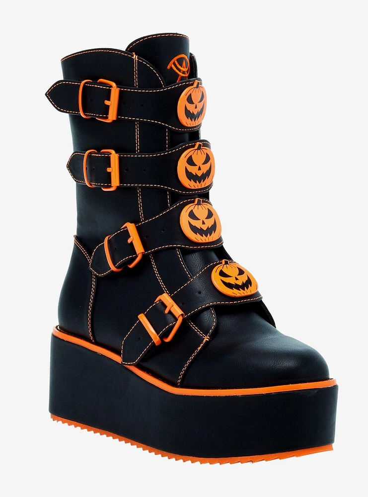 Strange Cvlt Jack-O'-Lantern Buckle Platform Boots