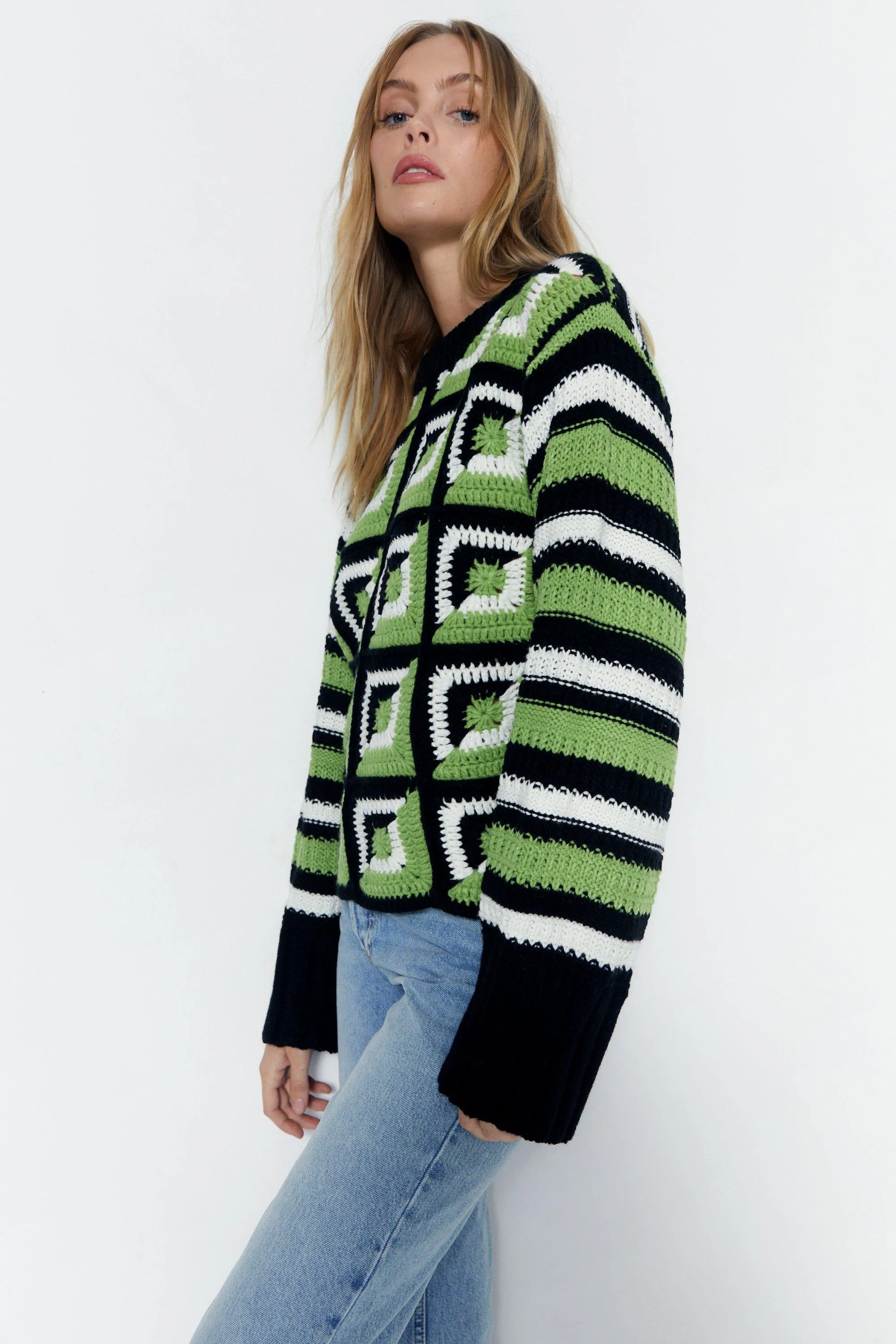 Stripe Crochet Jumper by Warehouse - Shop Jumpers & Cardigans