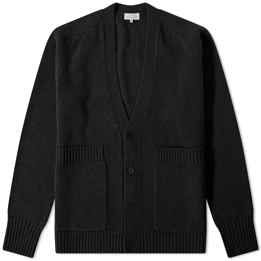 Studio Nicholson cardigan black lambswool knit