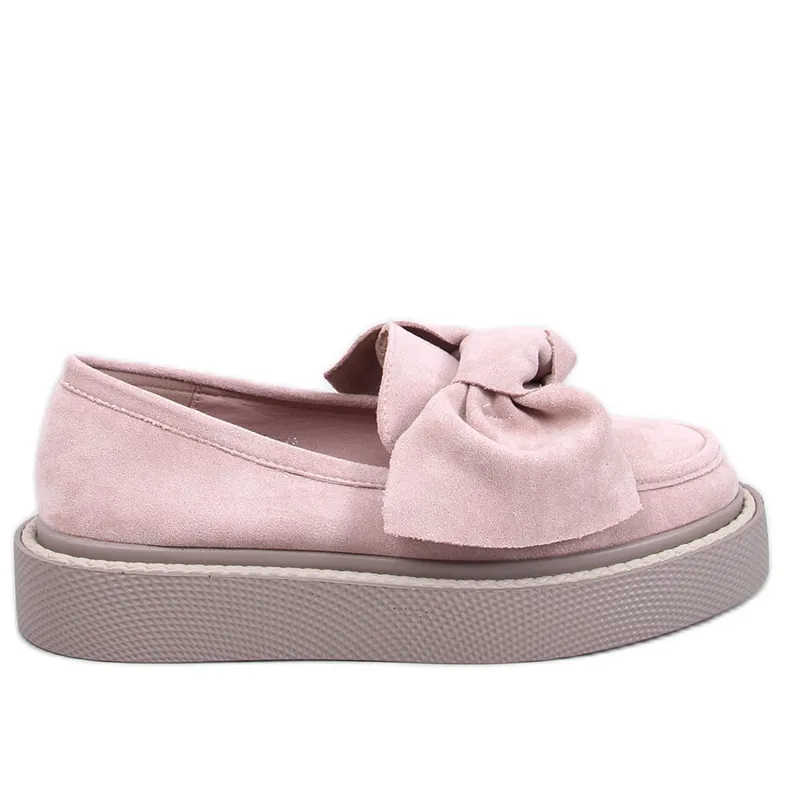 Suede Tempelton Pink Bow Moccasins