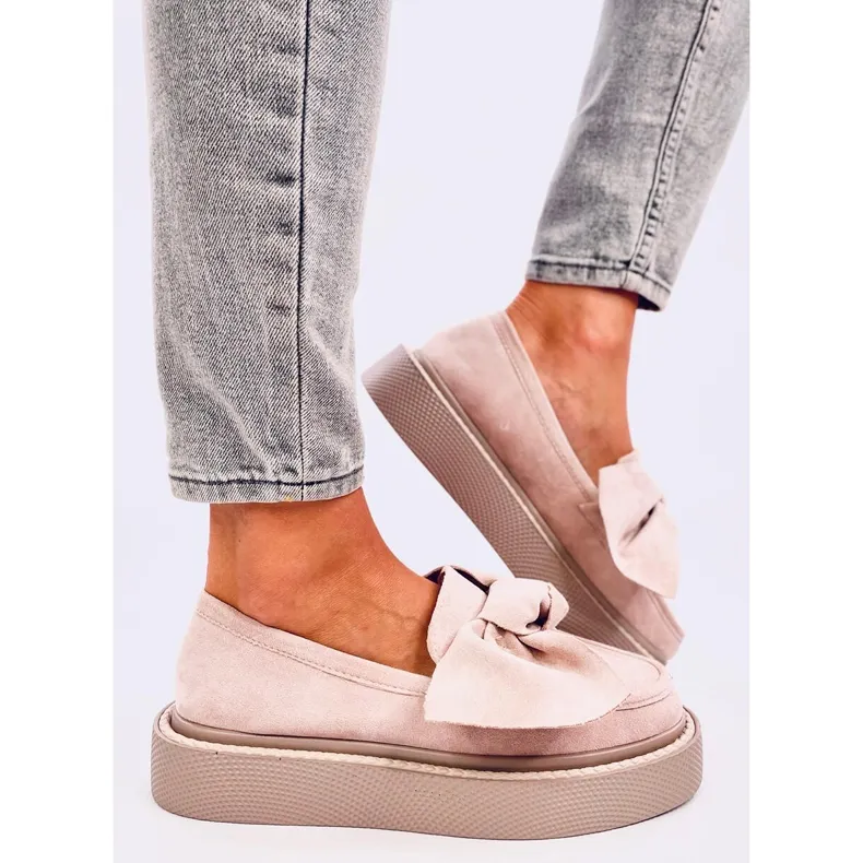 Suede Tempelton Pink Bow Moccasins