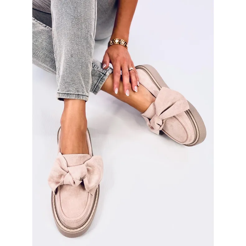 Suede Tempelton Pink Bow Moccasins