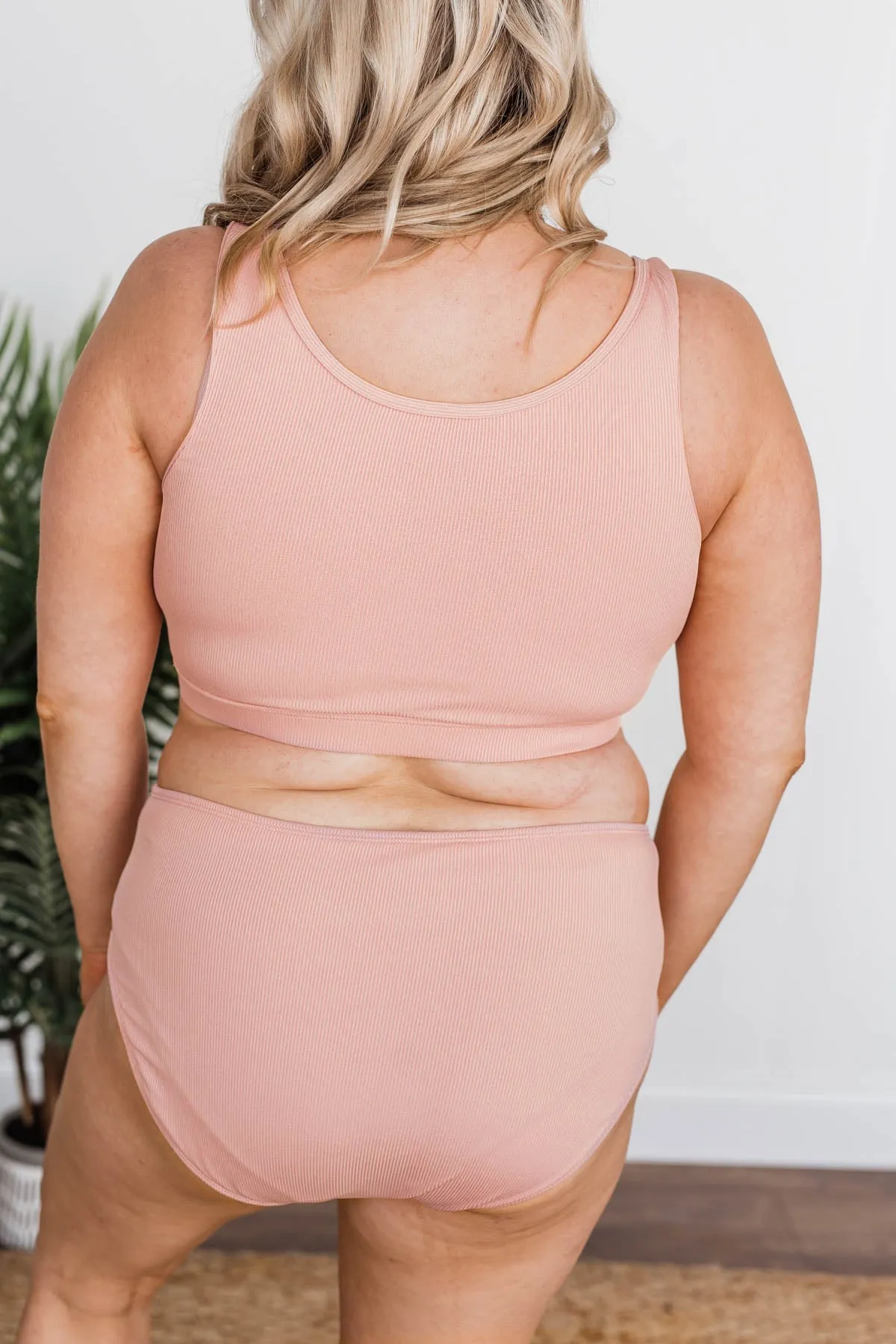 Baby Pink Ribbed Swim Top