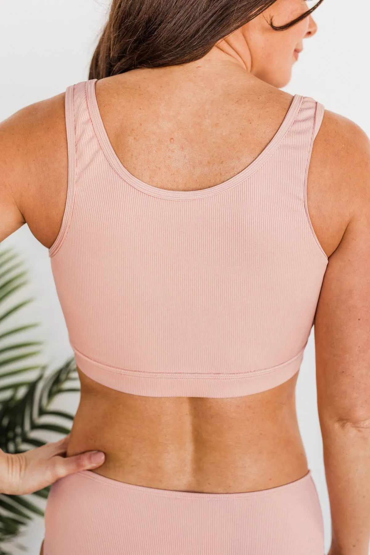 Baby Pink Ribbed Swim Top