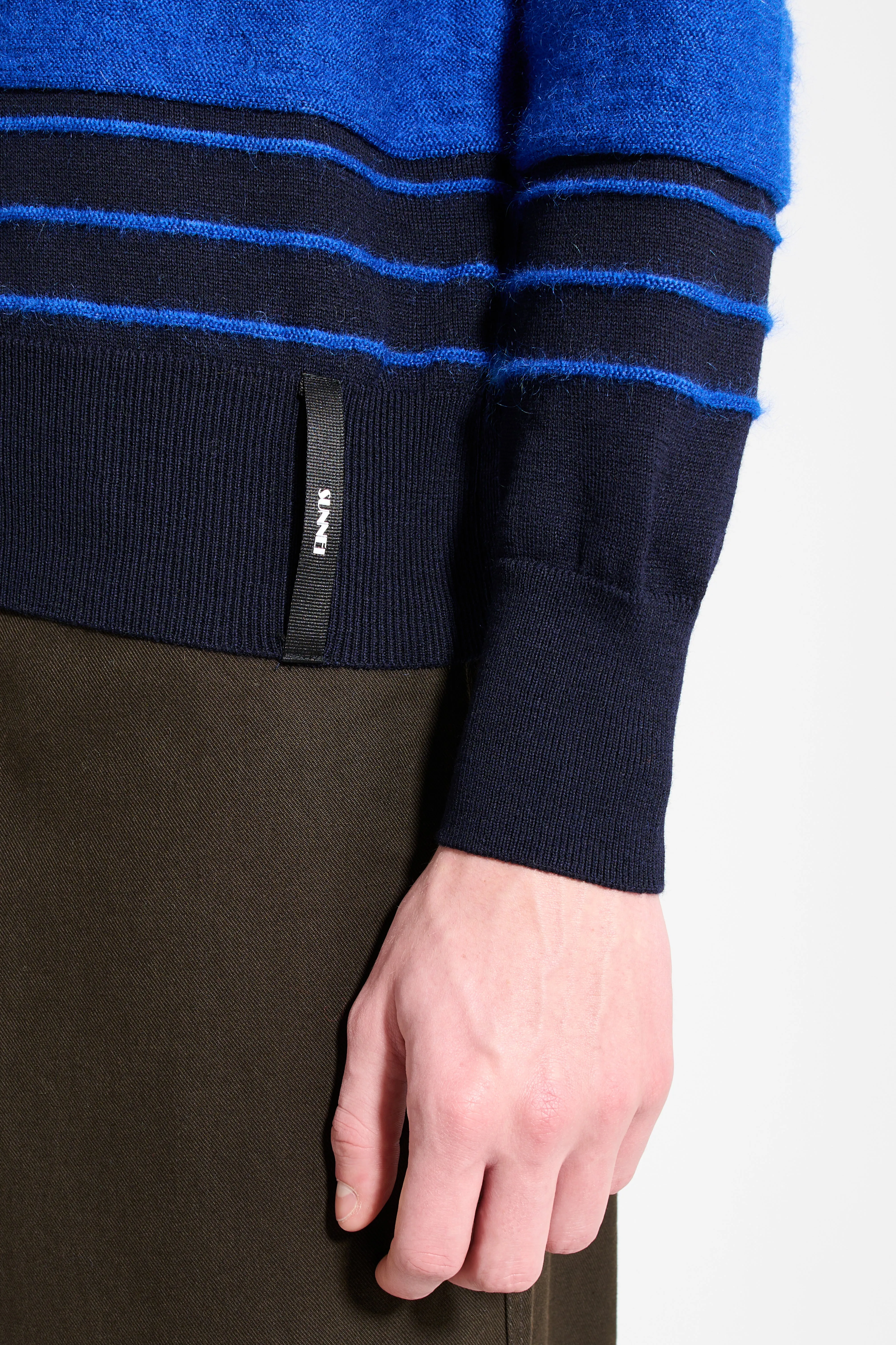 SUNNEI Striped Knit Ls Polo Dark Blue / Blue