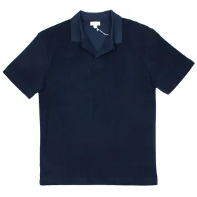 Sunspel Short Sleeve Terry Polo Navy